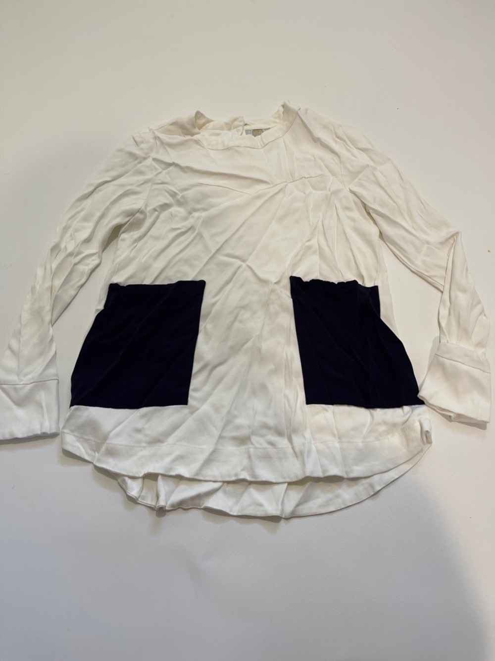 Yolke Long Sleeve Top with Blue Patch Pockets